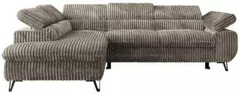 MKS Meble Pablo L Ecksofa Cord Grau, Schlaffunktion, Bettkasten, L-Form