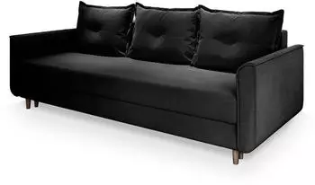 Masseno NAPOL Schlafsofa mit Bettkasten, Plüsch-Stoff, Schwarz (NAPOL KRONOS 07)