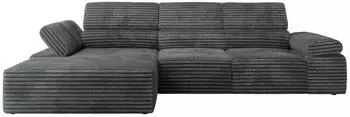 MKS Meble Rilasso L Ecksofa L-Form elektrisch, Relaxfunktion, Dunkelgrau Cord