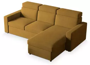 Masseno PADWA Ecksofa L-Form mit Schlaffunktion & Bettkasten, Kordstoff, Gelb (PADWA POSO 01)