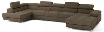 Masseno VELORA L-S Wohnlandschaft U-Form Beige mit Schlaffunktion (VELORA L-S MONOLITH 09)