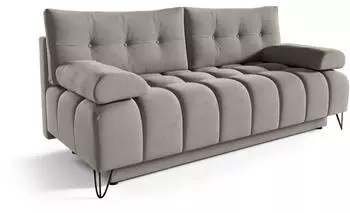 Beautysofa Bergen 3-Sitzer Schlafsofa mit Bettkasten, Velours, Dunkelbeige