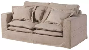 Massivmoebel24 Kingston Hussensofa 2-Sitzer Polyester beige 196x108x76cm (68-920-100-0200)
