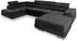 Masseno Casone L-S Wohnlandschaft U-Form Velours Schwarz mit Schlaffunktion 345x90x202cm