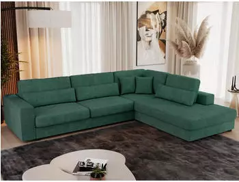 MKS Meble Savona Ecksofa L-Form, Gr&uuml;n Struktur, 316x249cm, rechts