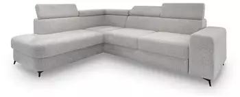 Masseno Alvoro L-S Ecksofa L-Form Hellgrau Boucl&eacute;-Stoff mit Schlaffunktion (ALVORO L-S QUELLE 83)