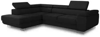 Sofnet Caris Ecksofa Cord mit Schlaffunktion, Bettkasten, einstellbare Kopfst&uuml;tzen (Poso 135)