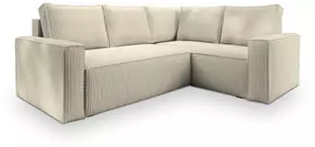 Masseno ESTANO R-S Ecksofa L-Form mit Schlaffunktion & Bettkasten, Creme (ESTANO R-S POSO 100)