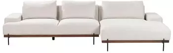 Beliani Mariferd Ecksofa L-förmig 3-Sitzer Chaiselongue links, Hellbeige Stoff