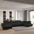 Masseno MONTIVA Wohnlandschaft U-Form Velours Schwarz Schlaffunktion (MONTIVA R-S MONOLITH 95)