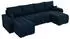 MKS Meble Kirasso U Ecksofa U-Form mit Schlaffunktion und Bettkasten, Dunkelblau Velvet
