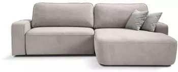 Beautysofa TORRE Ecksofa L-Form mit Schlaffunktion & Bettkasten, Hellbeige (Velo 621)