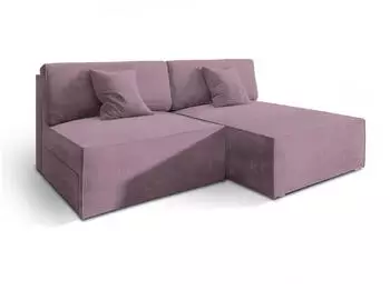 Masseno Fioro M Ecksofa L-Form Velours Lila mit Schlaffunktion & Bettkasten (FIORO M MONOLITH 62)