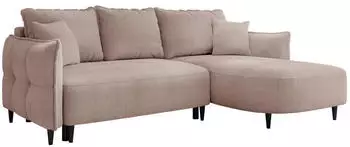 Mirjan24 Sycylia Ecksofa mit Schlaffunktion und Bettkasten, Holzf&uuml;&szlig;e (Sycylia)