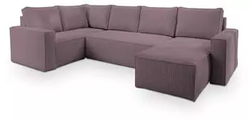 Masseno NORENA L-S Ecksofa U-Form mit Schlaffunktion & Bettkasten, Lila (NORENA L-S POSO 130)