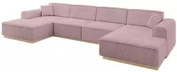 ALTDECOR IREA-U2 Wohnlandschaft U-Form 6-Sitzer Textil Rosa 386x165x80cm (IREA-U2)