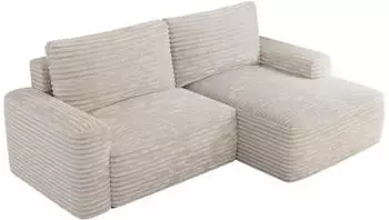 MKS Meble Belluno L-Form Ecksofa mit Schlaffunktion und Bettkasten, Cord