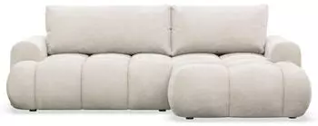 Selsey Ombo Mini Ecksofa mit Schlaffunktion & Bettkasten, Boucl&eacute;, Creme, Ottomane rechts, 246x155cm