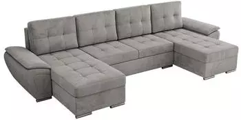 MKS Meble Umbria U Wohnlandschaft U-Form Schlaffunktion Bettkasten Hellgrau Velvet