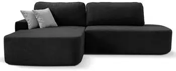 Beautysofa GAVI Ecksofa L-Form mit Schlaffunktion & Bettkasten, Velours, Schwarz, 269x171cm