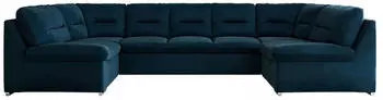 MKS Meble Comodo U Wohnlandschaft U-Form Schlaffunktion Dunkelblau Velvet 340x93x206cm