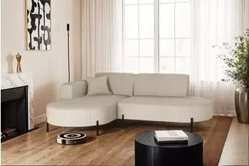 Kaiser M&ouml;bel Modena Rein Ecksofa L-Form Cordstoff Beige Links, 236x165cm