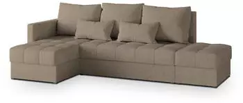 Masseno LUMARI L-S Ecksofa L-Form mit Schlaffunktion & Bettkasten, Braun, 262x143cm (LUMARI L-S NEVE 16)