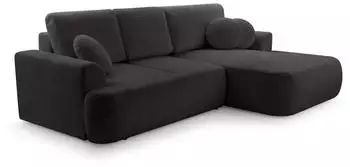 Beautysofa Vento Ecksofa mit Schlaffunktion und Bettkasten, L-Form, Bouclé, Schwarz (Coral60)