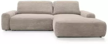 Selsey Alferia Ecksofa mit Schlaffunktion Breitcord-Bezug beige, L-Form 264x162cm