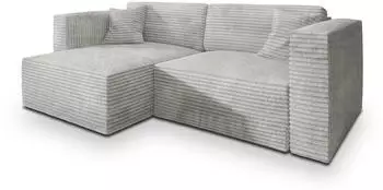 Masseno NERIO Ecksofa L-Form mit Schlaffunktion & Bettkasten, Hellgrau (NERIO TILIA 83)