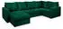 Masseno LORIVO L-S Ecksofa U-Form Plüsch Grün mit Schlaffunktion & Bettkasten (LORIVO L-S KRONOS 19)