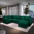 Masseno LORIVO L-S Ecksofa U-Form Plüsch Grün mit Schlaffunktion & Bettkasten (LORIVO L-S KRONOS 19)
