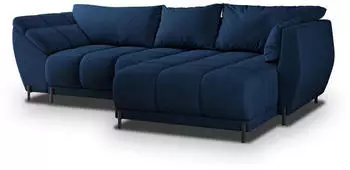 Masseno Vestano R-S Ecksofa L-Form mit Schlaffunktion & Bettkasten, Blau Velours (VESTANO R-S MATT VELVET 79)