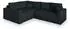 Masseno ERONIS L-S Ecksofa L-Form mit Schlaffunktion & Bettkasten, Kordstoff, Schwarz, 265x194cm (ERONIS L-S POSO 135)