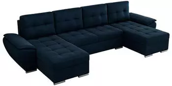MKS Meble Umbria U Ecksofa U-Form Schlaffunktion Bettkasten Dunkelblau Velvet