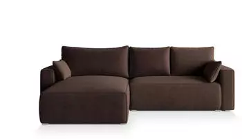 Masseno Foril P Ecksofa L-Form mit Schlaffunktion & Bettkasten, Kordstoff, Braun, 265x178cm (POSO 06)