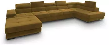 Masseno Toriva R-S Ecksofa U-Form Velours Gelb mit Schlaffunktion & Bettkasten (TORIVA R-S MONOLITH 48)