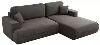 MKS Meble OVO L Ecksofa mit Schlaffunktion & Bettkasten, Dunkelgrau Velvet, L-Form, 271x195cm