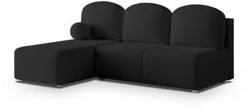 Masseno Trama Ecksofa L-Form Boucl&eacute;-Stoff schwarz mit Schlaffunktion (TRAMA QUELLE 100)