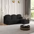 Masseno Trama Ecksofa L-Form Bouclé-Stoff schwarz mit Schlaffunktion (TRAMA QUELLE 100)