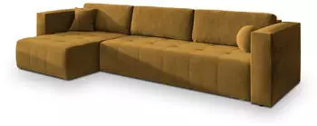 Masseno OLVERA Ecksofa L-Form mit Schlaffunktion & Bettkasten, Gelb (OLVERA KRONOS 01)