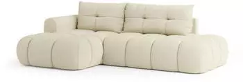 Masseno Fluma L-S Ecksofa L-Form Boucle-Stoff Creme mit Schlaffunktion 279x158cm (FLUMA L-S QUELLE 02)