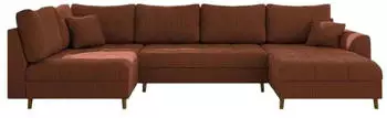 S-Style M&ouml;bel Zara Wohnlandschaft U-Form Cord Terrakotta, 6-Sitzer, 310x81x161cm