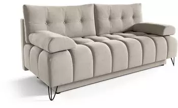Beautysofa Bergen 3-Sitzer Schlafsofa mit Bettkasten, Velours, Beige