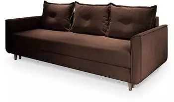 Masseno NAPOL Schlafsofa mit Bettkasten, Plüsch-Stoff, Braun (NAPOL KRONOS 06)