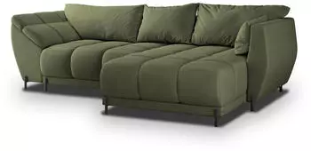 Masseno VESTANO R-S Ecksofa L-Form Velours-Stoff Gr&uuml;n mit Schlaffunktion & Bettkasten (VESTANO R-S MATT VELVET 38)