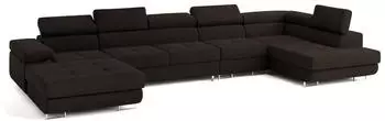 Masseno Velora R-S Wohnlandschaft U-Form mit Schlaffunktion & Bettkasten, Braun (VELORA R-S MONOLITH 29)