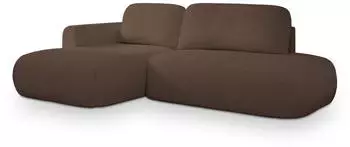 Masseno Nuvira L-S Ecksofa L-Form Boucl&eacute;-Stoff Braun mit Schlaffunktion 279x158cm (NUVIRA L-S QUELLE 25)