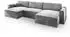 Masseno Fento M Ecksofa U-Form Hellgrau Velours mit Schlaffunktion (FENTO M MONOLITH 84)