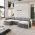 Masseno Fento M Ecksofa U-Form Hellgrau Velours mit Schlaffunktion (FENTO M MONOLITH 84)